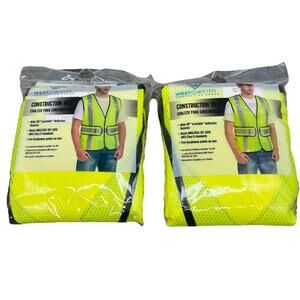Lot Of 2 West Chester Construction Vest Yellow Visibility Reflective {100}.